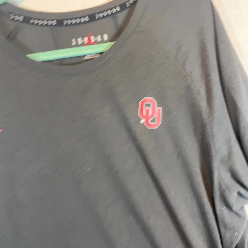 Jordan Oklahoma Sooners OU Logo T-Shirt Gray Athletic Performance - Size‎ 3XL